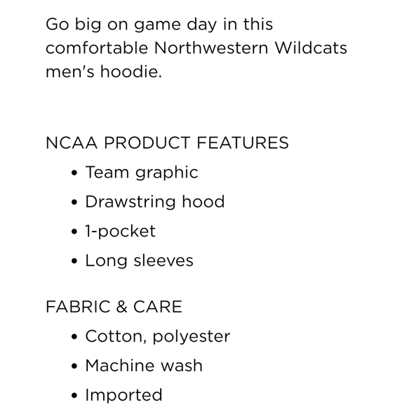 NWT Men's Northwestern Wildcats Colosseum Volume Hoodie - Picture 4 of 4